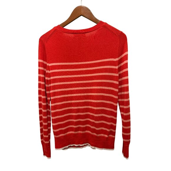 Banana Republic Silk Cashmere Striped Sweater Red & Pink Womens M - Picture 8 of 8